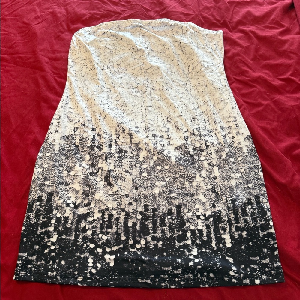 SHEIN Black and White Strapless Dress